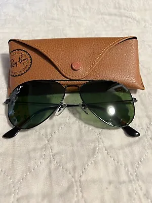 Ray-Ban Aviator Sunglasses RB3025 58-14m Black Frame & Green Lens • $44.99