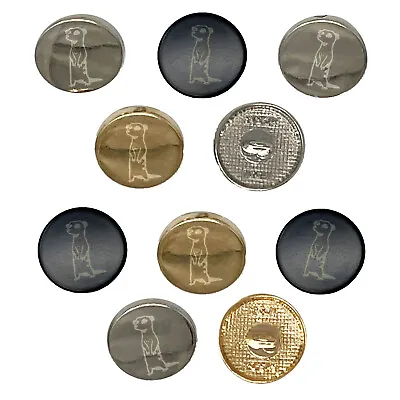 Curious Standing African Meerkat 0.6  (15mm) Round Metal Buttons - Set Of 10 • $9.99