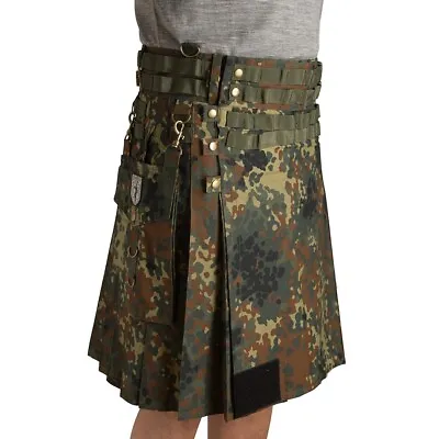 Damn Near Kilt 'Em Mens Tactical Utility Kilt Flecktarn Camo L/XL Military Grade • $34.99