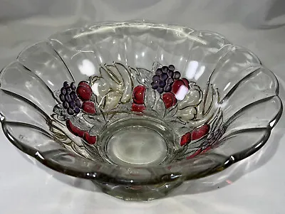 Indiana Glass Pattern 301 Fruit Garland Round Footed Fruit Punch Bowl Vintage • $24.99