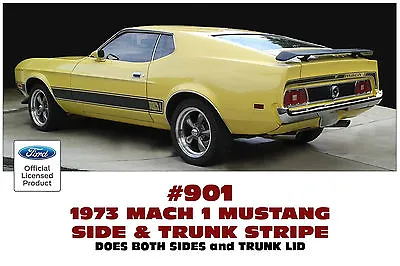 901 1973 Ford Mustang - Mach 1 Side And Trunk Stripe Kit - Ford Licensed • $115.95