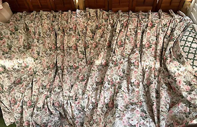 SANDERSON Curtains PAIR W220cm D160cm Heavily Pinch Pleat Chelsea Roses Floral • £90