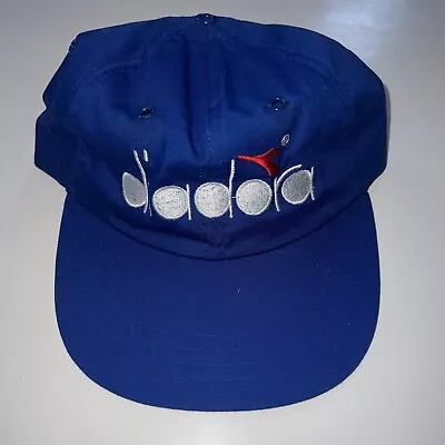 VINTAGE NEW Adult Double Diadora Blue  Cotton Blend Fitted Hat Cap OSFA Sz M/L • $19.97