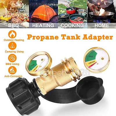 Propane Tank Gauge RV Pressure Brass Adapter Gas Level Meter Grill Indicator US • $11.61