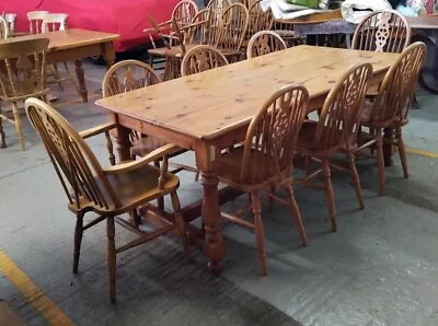 Charming 6 Foot Rustic Farmhouse Wooden Table & 8 Chairs FREE UK MAINLAND DELIV • £950