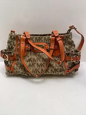 Michael Kors Gansevoort Orange Brown Monogram Metallic Large Tote Bag • $95