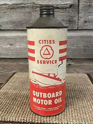 Vintage Cities Service Outboard Motor Oil Can Cone Top Oil Quart • $91.14