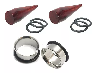 7/16  11mm Brown Swirl Tapers And 316L Surgical Steel Tunnels Ear Stretching Kit • $13.49