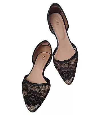 J. Jill D'Orsay Flats Womens 9.5 Black Lace Pointed Toe Slip On • $22.85