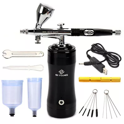 Portable 0.3mm Mini Airbrush Kit Dual Action Air Brush Spray Gun Paint Art Nail • £13.61