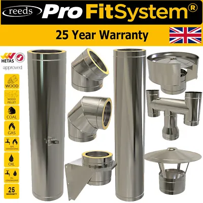 Twin Wall Flue Insulated System Kit 6 Inch For Stoves - Stainless Steel 150mm • £69