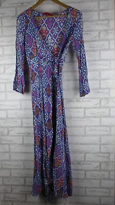 $99 • Buy Tigerlily Womens Maxi Wrap Dress Purple Print Long Sleeve 6 Hippie Boho