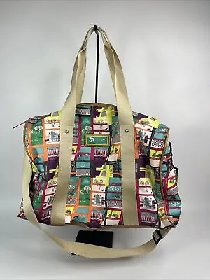 Lily Bloom Tote LilyZen Bag Colorful City Print Urban Map Bike Rider City Park • $23.74