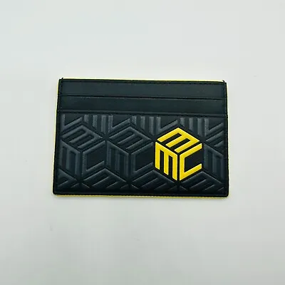 $230 MCM Black Card Case In Cubic Monogram Yellow Emblem Logo MXACSCK01BK001 • $93.99