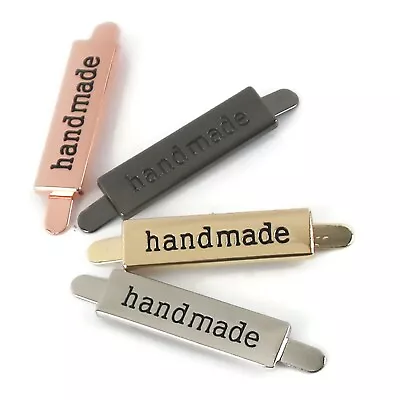 Metal Handmade Garment Labels Tags DIY Clothing Bags Hand Made Letter Tag • £2.40