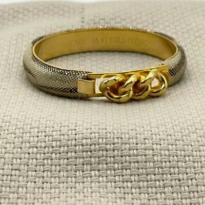Vita Vintage 18K Gold Plated Chain Link Metallic Snakeskin Bangle Made Florence • $24.50