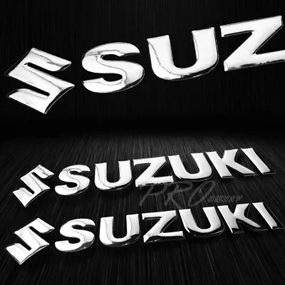 2x 8 X 1.25 3D ABS Emblem Decal Logo+Letter Polished/Gloss Sticker Suzuki Chrome • $11.78