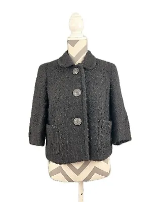 J. Crew Black Boucle Wool Blend Tweed Mandy Jacket - Size 6 • $50