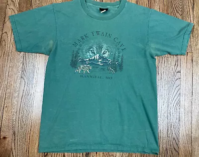 Vintage Mark Twain Cave Wolf Print Hannibal Missouri T Shirt Men’s Sz Large • $17.99