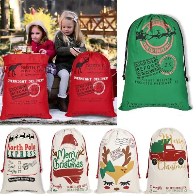 £4.96 • Buy 1/5 Large Personalised Santa Sack Father Christmas Drawst Bag Xmas Stocking Gift