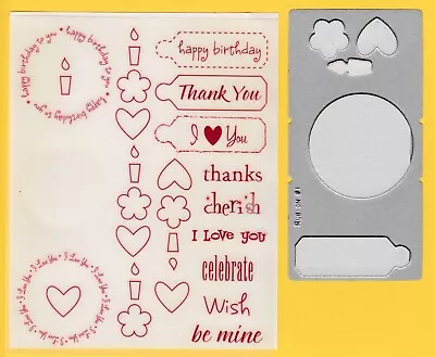 QuicKutz Icing RubOn Card Making Cutting Die & Sentiments - Birthday Heart Cake • £3.75