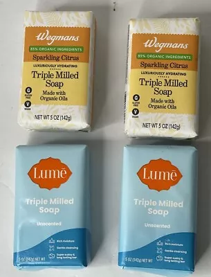 Lot Of 4 Bars Triple Milled Soap 2 Unscented Lume & 2 Sparkling Citrus Wegmans • $19.99