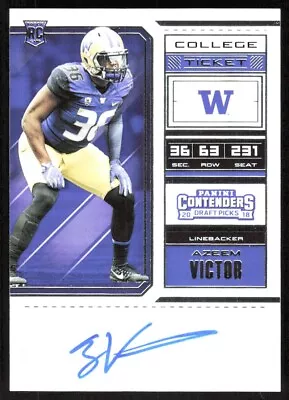 2018 Panini Contenders Draft Picks Azeem Victor Rookie Auto Washington Huskies • $1.99