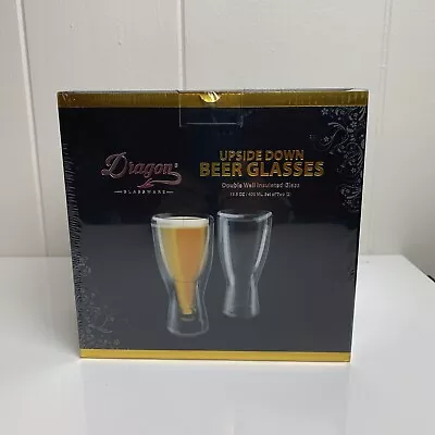 Brand New Dragon Upside Down Beer Glasses 13.5 Ounce 400 Ml 2 Beer Glasses • £26.60