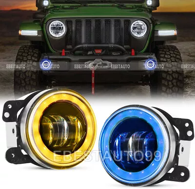 $41.99 • Buy 4  Blue LED Fog Lights Projector Halo Ring For 94-2001 Dodge RAM 1500 2500 3500