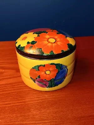Joseph Mrazek Floral Peasant Pottery Round Covered Container Flowers • $17