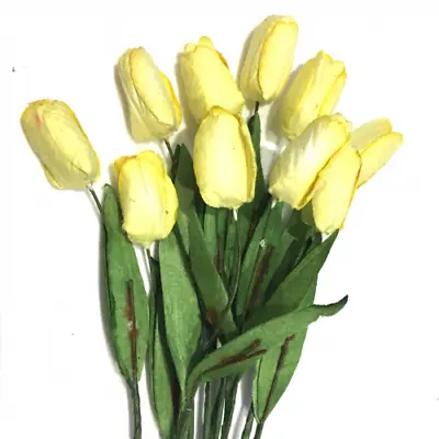 Yellow Mulberry Paper Tulips Card Making Craft Embellishment Flowers Tul003 • £2.79