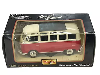 Volkswagen Van Samba VW Camper Mini Bus 31956 Red  Maisto 1/24 Scale • $24.99