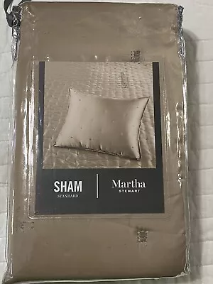 Martha Stewart Tufted Satin Standard Sham GOLD MAUVE Or GRAY Silky Satin New • $20