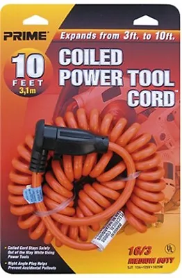 $23.94 • Buy Prime Ad010610 10' 16/3 Sjt Orange Coiled Power Tool Cord,No AD010610