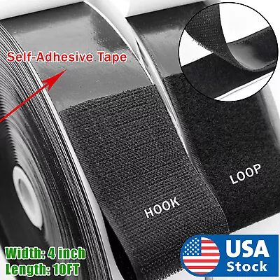 4 X10FT Hook & Loop Self Adhesive Heavy Duty Tape Industrial Sticky Fastener USA • $14.98