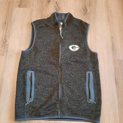 Green Bay Packers Mens Med NFL  Zip-Up Vest Heather Green Sweater Logo Pockets • $17.95