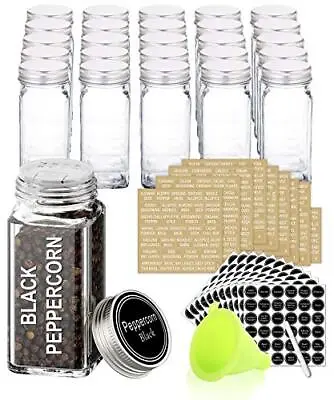 25 Glass Spice Jars With 703 Spice Labels Chalk Marker And Funnel Complete Set.  • $33.70