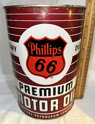 $13.50 • Buy Antique Phillips 66 Premium Motor Oil Tin Litho 5 Quart Can Gas Service Station