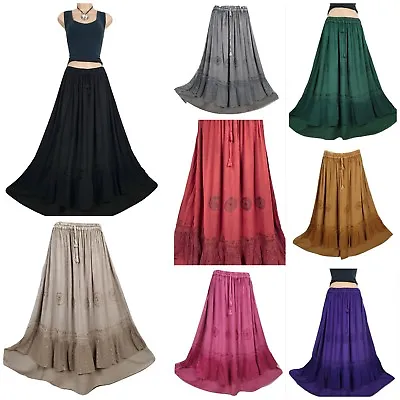 $27.10 • Buy Plus Size Maxi Skirt Medieval Renaissance Embroidered One Size 14 16 18 20 22 24