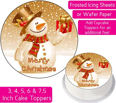 Christmas Snowman Edible Wafer & Icing Cake Toppers Decoration Holidays Merry • £2.25