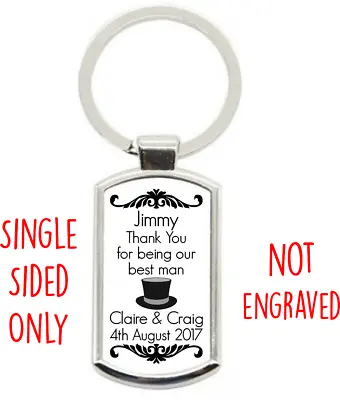 Personalised Wedding Day Thank You KEY RING Best Man Usher Supplied W/ Gift Box • £5.99