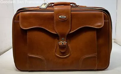 Vintage Verdi Leather Suitcase Carry On Travel Luggage Inner Pockets Brown • $29.99
