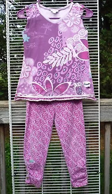 Girls 2 Pc NAARTJIE KIDS Outfit XXXL 9 Yrs Tunic Top Capri Pants Flowers Turtles • $11.81