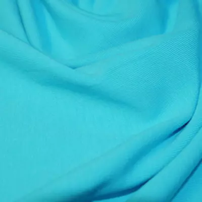 Plain Turquoise Blue Cotton Jersey Solid Stretch Knit Fabric Cotton Lycra • £4.75