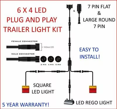 $90 • Buy 6x4 TRAILER LED WIRE KIT EASY TO INSTALL PLUG AND PLAY WIRING SQUARE DIY &