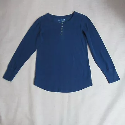 Eco Malibu By Earth Yoga Thermal Shirt Womens Large Blue Henley Causal Organic • $19.94