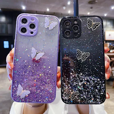 For Samsung Hot Bling Glitter Foil Diamond Butterfly Women Girl Phone Case Cover • $1.38