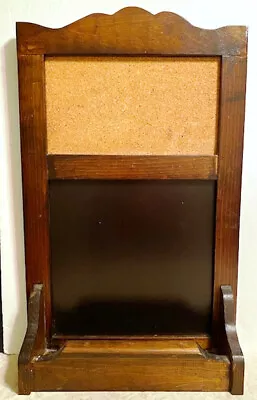 Vintage Retro Colonial Solid Pine Corkboard-chalkboard-storage Wall Unit-euc • $62