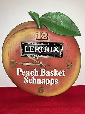 Vintage Leroux Peach Basket Schnapps 12 X 10 Wall Bar Clock Non Working • $19.99