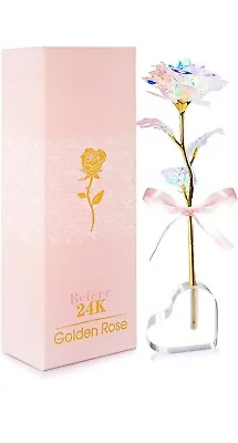 Women Gifts For Birthday Party Rose Enchanted Rainbow Flower Gift With LED Light • £8.99